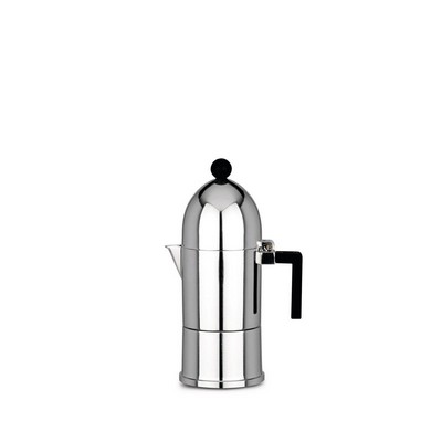 ALESSI Alessi-La Kuppel Espressomaschine aus Aluminiumguss, schwarz 3 Tassen